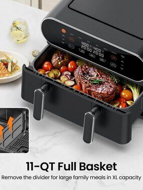 TOPZEE 11-QT Large Air Fryer - 8 in 1 XL Airfryer with Flex Basket